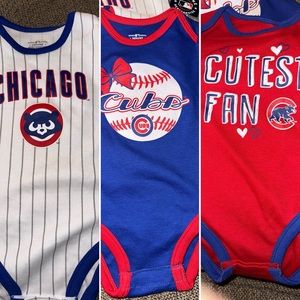 3 pc NWT Chicago Cubs 12 Months Onesie Lot